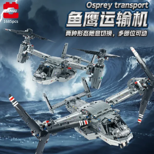 13003 Remote Control The V-22 Osprey Airplane Model Building Blocks Brick - Image 2