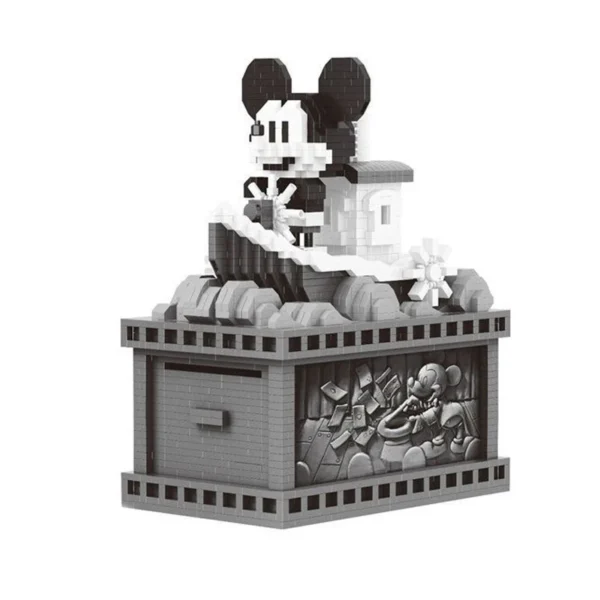 2814Pcs Mickey Mouse Diamond Building Blocks Retro Steamboat