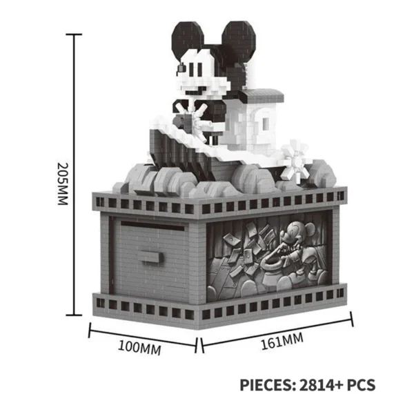 2814Pcs Mickey Mouse Diamond Building Blocks Retro Steamboat - Image 7