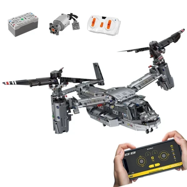 13003 Remote Control The V-22 Osprey Airplane Model Building Blocks Brick - Image 8
