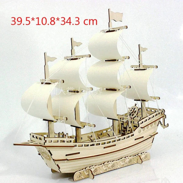 3D Wooden Puzzle Merchant Ship Building Block - Image 5