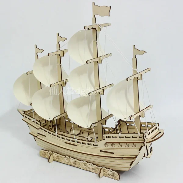 3D Wooden Puzzle Merchant Ship Building Block - Image 2