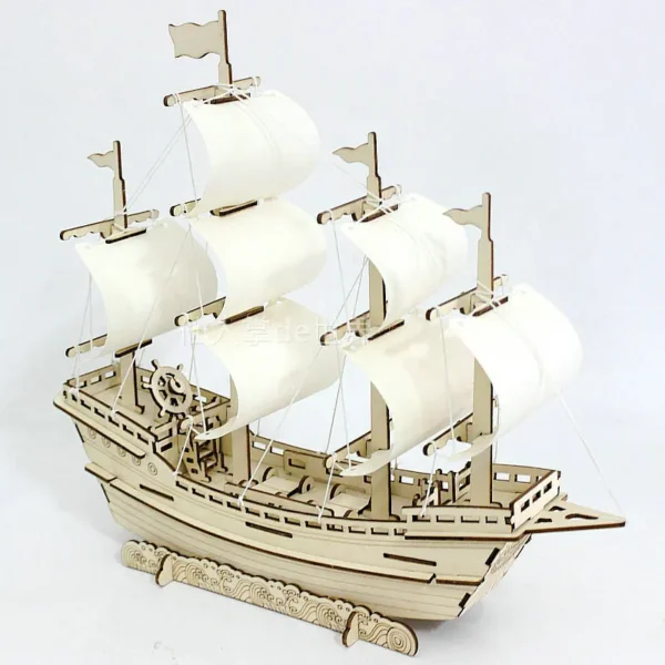 3D Wooden Puzzle Merchant Ship Building Block - Image 3