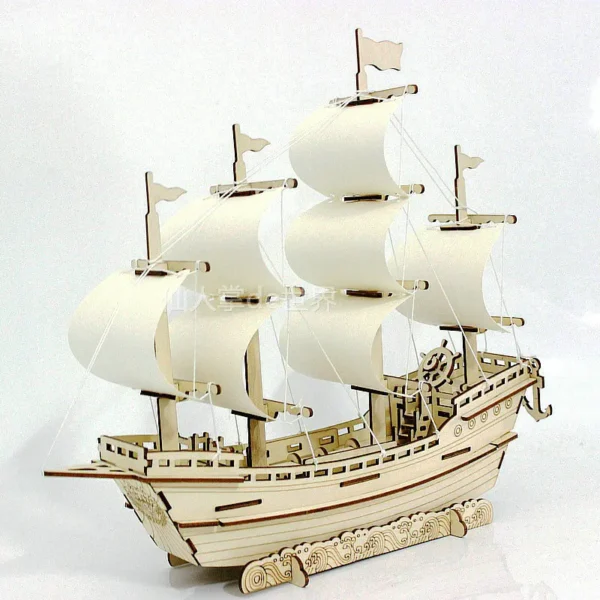 3D Wooden Puzzle Merchant Ship Building Block