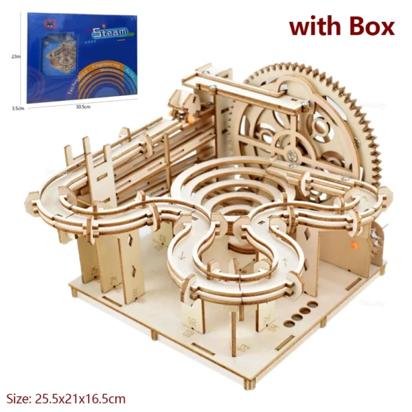 3D Wooden Puzzle Mechanical Manual Model  Building Set with 4 Ball - Image 7