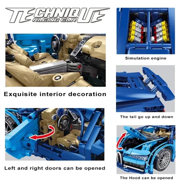 Bugattied Sports Racing Car Building Blocks Lamborghinied - Image 5