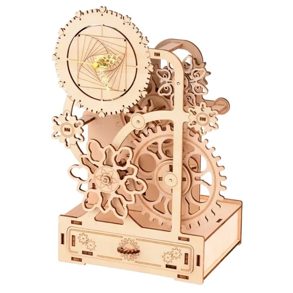 Creative 4 in 1 Pen Holder, Clock Music box 3D Wooden Puzzle - Image 6