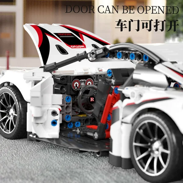 White Sports car Super Racing Building Blocks Brick model - Image 5