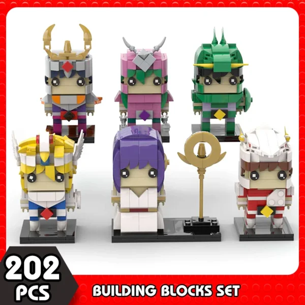 MOC Japan Anime Figures Saints Seiyaed Brickheadz Hyogas Athena Ikki Shiryus Building Blocks