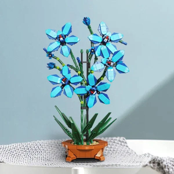 Bouquet Flower Cymbidium Faberi Bonsai Potted Plant Home Decoration Building Blocks - Image 6