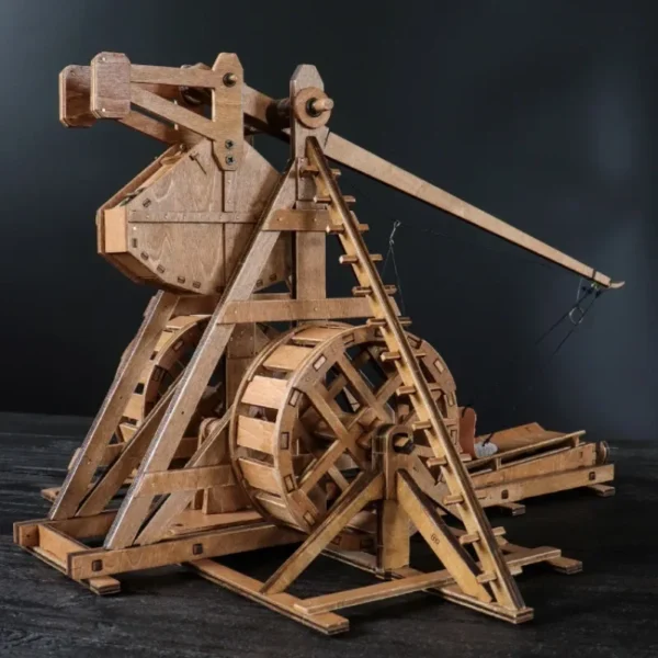 Rotary Counterweight Trebuchet Catapult Ancient Chariot Model Siege Car Wooden 3D Puzzle - Image 3