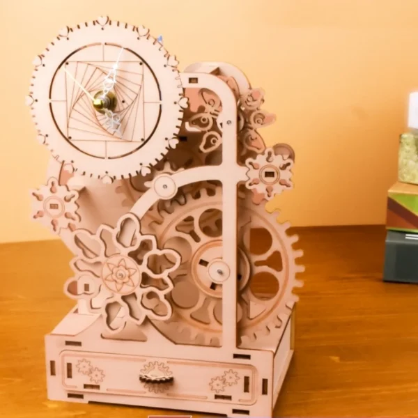 Creative 4 in 1 Pen Holder, Clock Music box 3D Wooden Puzzle