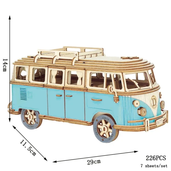 Retro Bus European-style Campervan 3D Wooden Puzzle - Image 28