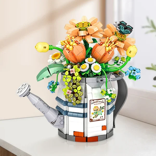 Mini Watering Can Potted Building Blocks Flowers - Image 5
