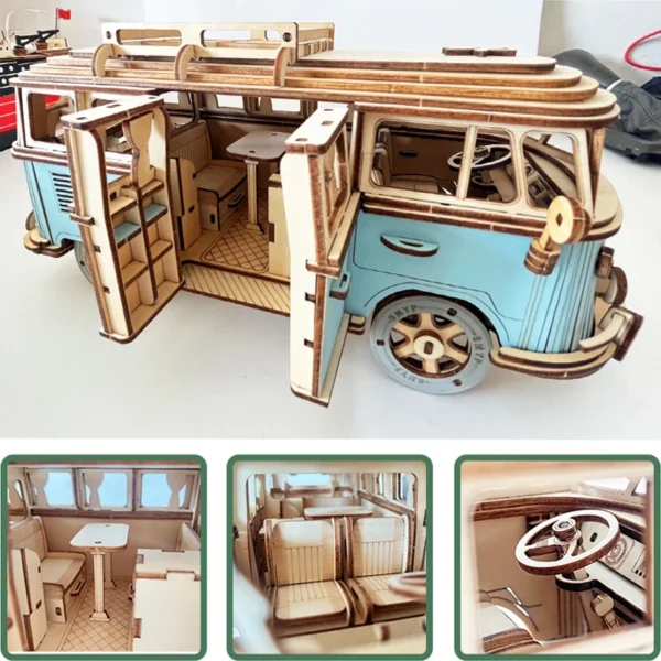 Retro Bus European-style Campervan 3D Wooden Puzzle