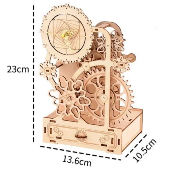 Creative 4 in 1 Pen Holder, Clock Music box 3D Wooden Puzzle - Image 5