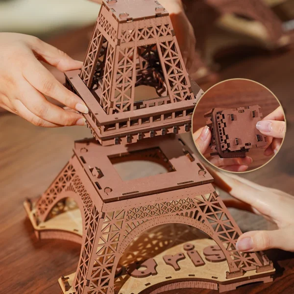 Wooden Puzzle Eiffel Tower with Light - Image 6