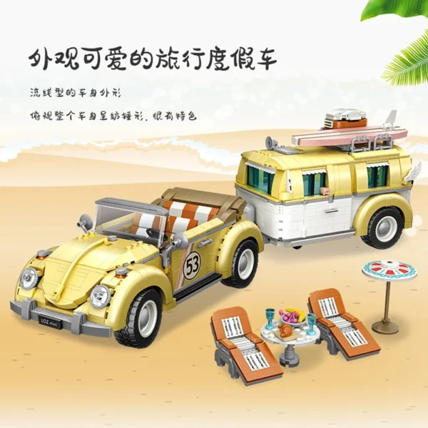 Creative RV Series Beetle Wagon Technical Car Blocks Building City Mini Camper Vehicle - Image 6