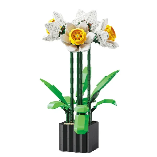 Bouquet Flower Cymbidium Faberi Bonsai Potted Plant Home Decoration Building Blocks - Image 11