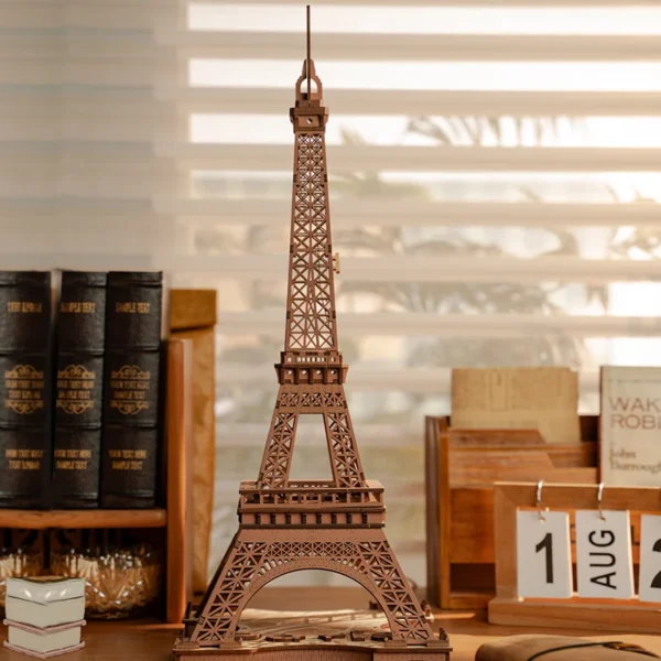 Wooden Puzzle Eiffel Tower with Light - Image 3