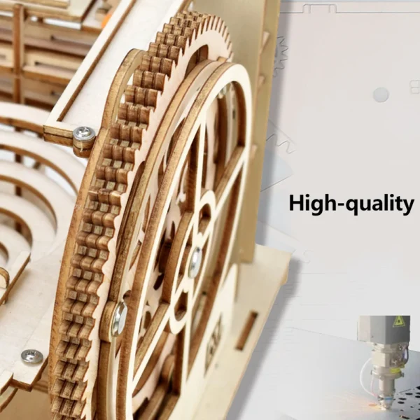 3D Wooden Puzzle Mechanical Manual Model  Building Set with 4 Ball - Image 5