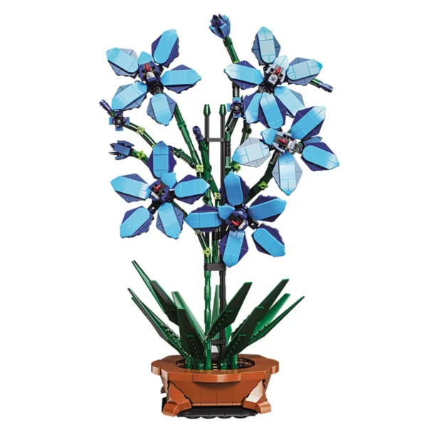 Bouquet Flower Cymbidium Faberi Bonsai Potted Plant Home Decoration Building Blocks