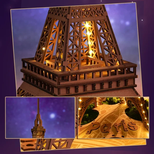 Wooden Puzzle Eiffel Tower with Light - Image 5