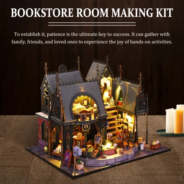 DIY Miniature Dollhouse Kit with Dust Cover Wooden Magic Cabin Making Kit Handmade Crafts Dollhouse Exquisite Model Building Set - Image 4