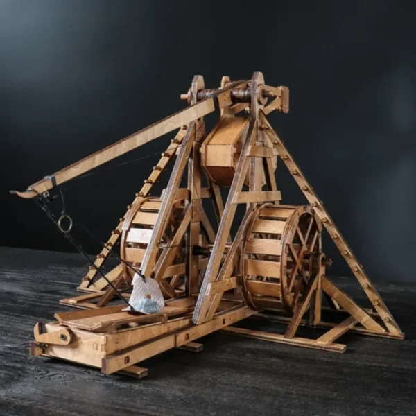 Rotary Counterweight Trebuchet Catapult Ancient Chariot Model Siege Car Wooden 3D Puzzle - Image 5