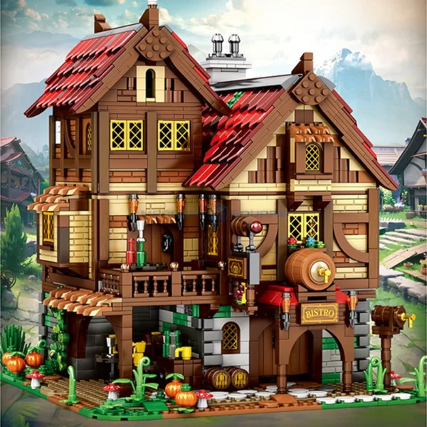 Medieval Tavern Modular Architecture Building Model Wood House Pub - Image 2