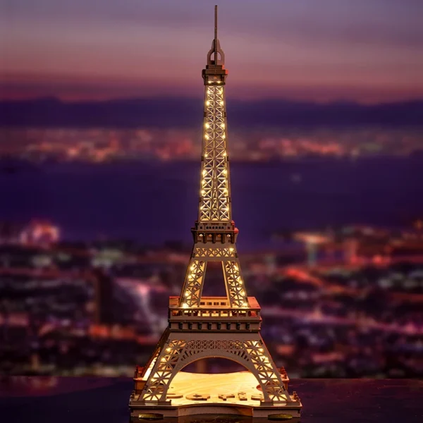 Wooden Puzzle Eiffel Tower with Light - Image 4
