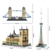 City Street View World Famous Architecture Notre Dame De Paris Model Building Blocks - Image 2
