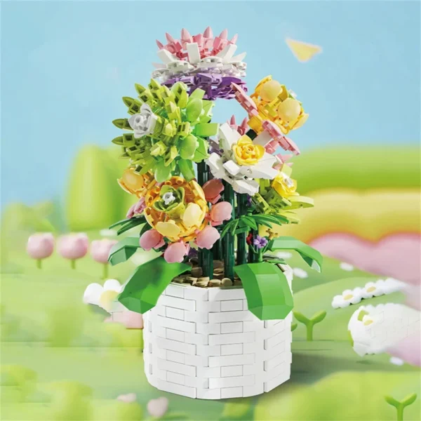 Bouquet Flower Cymbidium Faberi Bonsai Potted Plant Home Decoration Building Blocks - Image 15