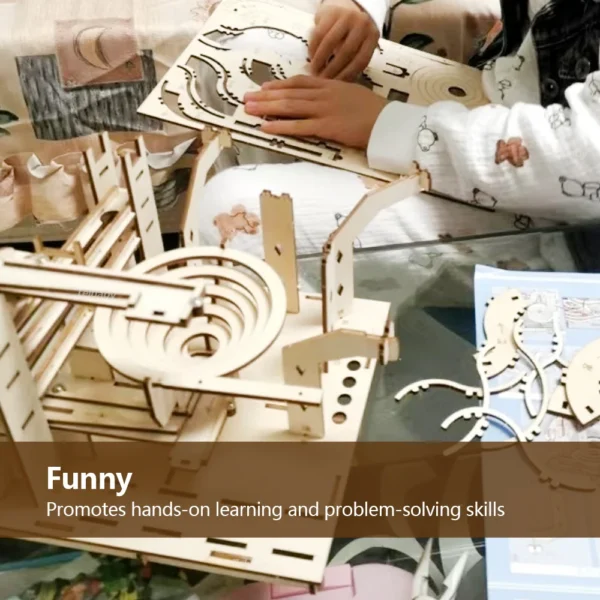 3D Wooden Puzzle Mechanical Manual Model  Building Set with 4 Ball - Image 6