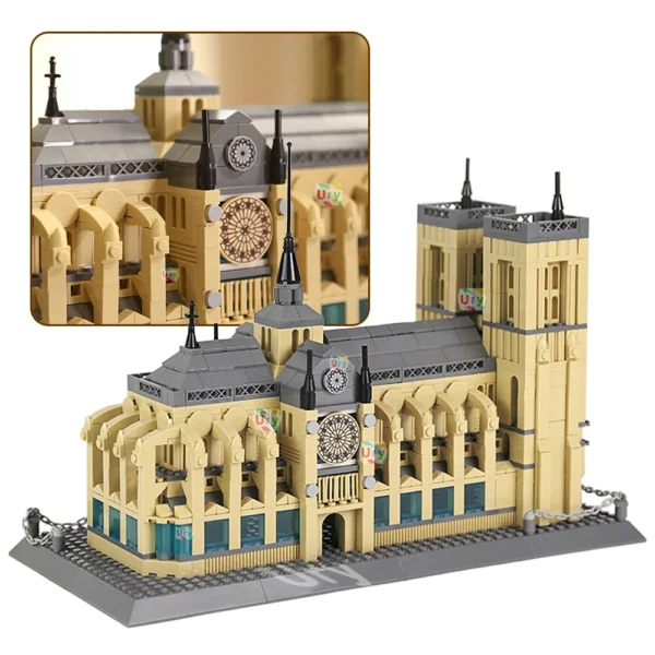 City Street View World Famous Architecture Notre Dame De Paris Model Building Blocks - Image 4