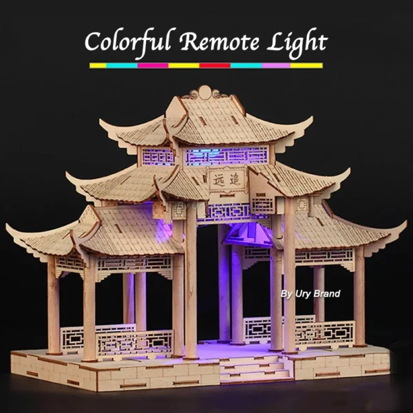 3D Wooden House Chinese Traditional Puzzle with Light - Image 4