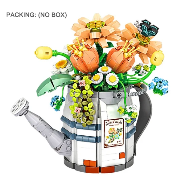 Mini Watering Can Potted Building Blocks Flowers - Image 6