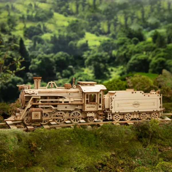 3D Wooden Puzzle Mechanical Model Montessori Toys Steam Train Model - Image 3