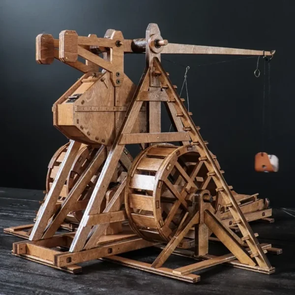 Rotary Counterweight Trebuchet Catapult Ancient Chariot Model Siege Car Wooden 3D Puzzle