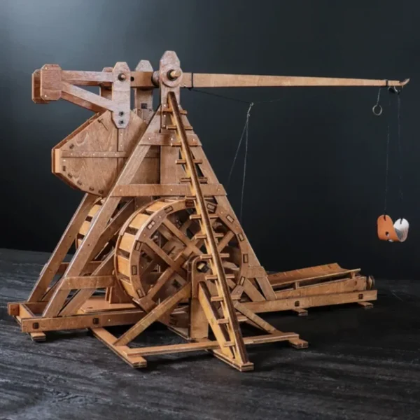 Rotary Counterweight Trebuchet Catapult Ancient Chariot Model Siege Car Wooden 3D Puzzle - Image 2