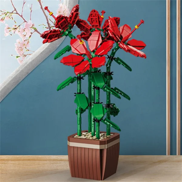 Bouquet Flower Cymbidium Faberi Bonsai Potted Plant Home Decoration Building Blocks - Image 17
