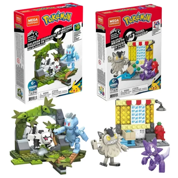 MEGA Construx Pokemon building block Machop Zigzagoon Toxel Meowth Construction Set Action Figures Toy Collectible